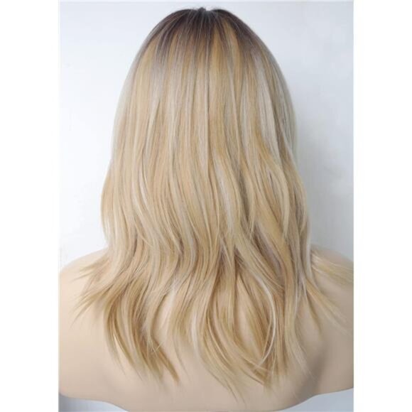 Medium Length Layered Wigs Ombre Blonde - Picture 5 of 5